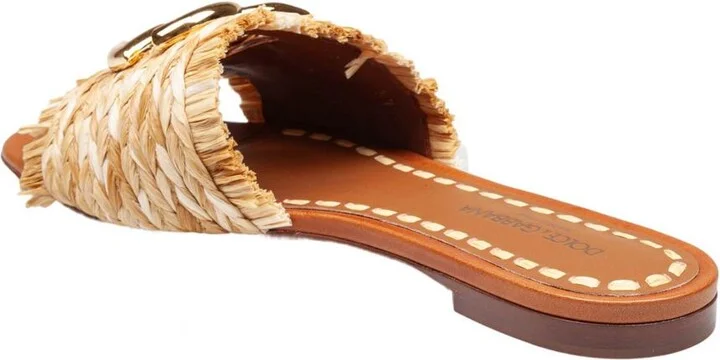 Dolce & Gabbana Raffia Braid Slipper With Fringes - Image 4