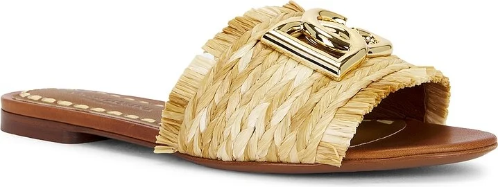 Dolce & Gabbana Raffia Slides in Neutral - Image 2