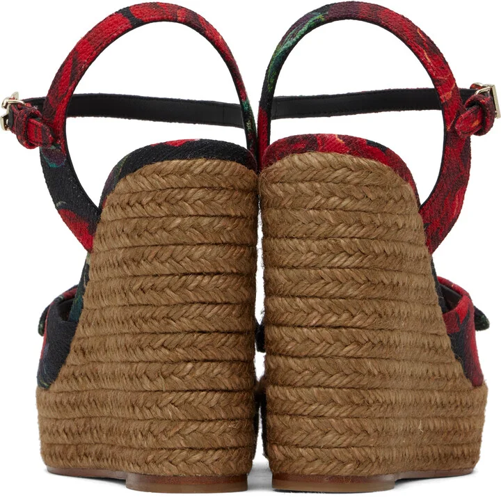 Dolce&Gabbana Red 85 Cava MM Lolita Wedge Heeled Sandals - Image 2