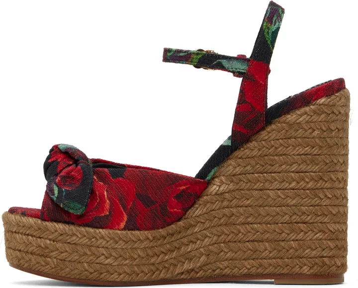 Dolce&Gabbana Red 85 Cava MM Lolita Wedge Heeled Sandals - Image 3