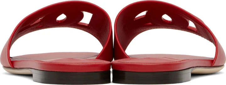 Dolce&Gabbana Red Calfskin 'DG' Logo Sandals - Image 2