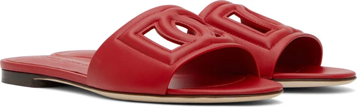 Dolce&Gabbana Red Calfskin 'DG' Logo Sandals - Image 4