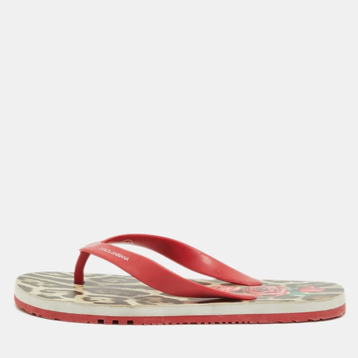 Dolce & Gabbana Red Rubber Thong Flats Size 34