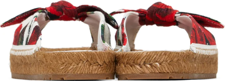 Dolce&Gabbana Red & White Espadrillas Flat Sandals - Image 2
