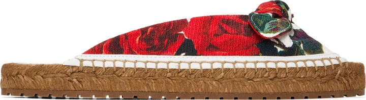 Dolce&Gabbana Red & White Espadrillas Flat Sandals