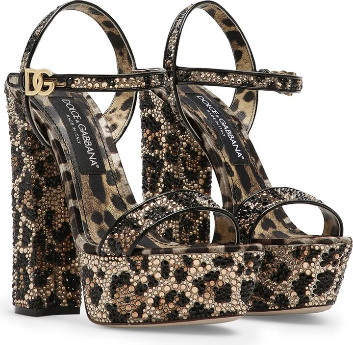 Dolce & Gabbana Rhinestone-Embellished Platform Sandals 105 - Image 4