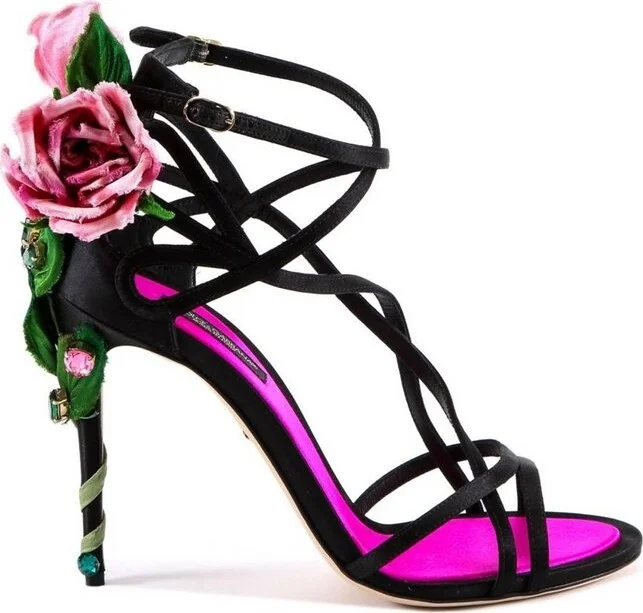 Dolce & Gabbana Rose Detailed Strappy Sandals