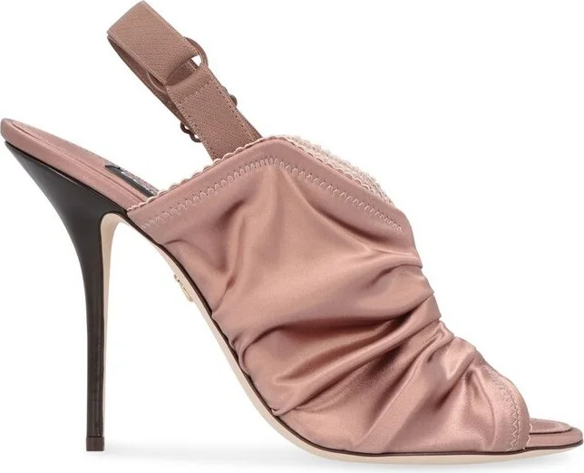Dolce & Gabbana Ruched Open Toe Slingback Sandals