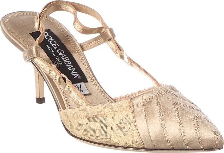 Dolce & Gabbana Satin & Lace Slingback Pump