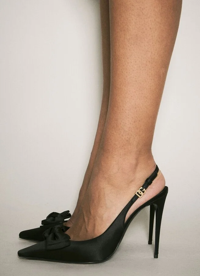 Dolce & Gabbana Satin Slingback Pumps - Woman Heels Black Eu - 41