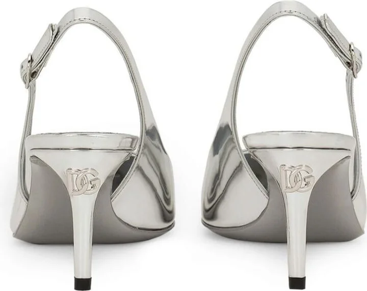 Dolce & Gabbana Silver-Tone Slingback Shoe - Image 2