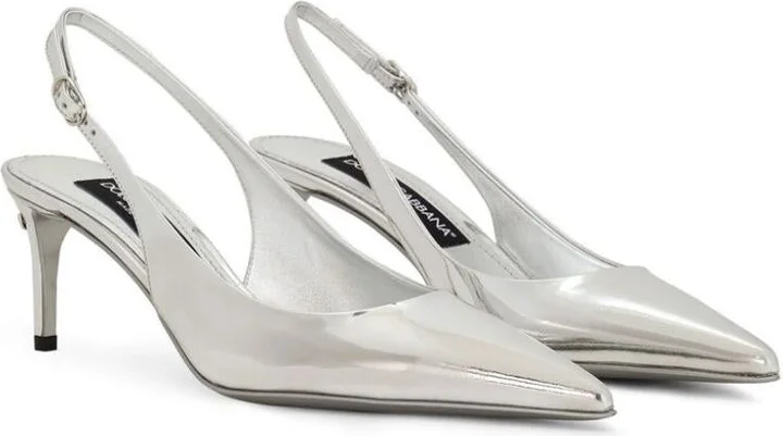 Dolce & Gabbana Silver-Tone Slingback Shoe - Image 3