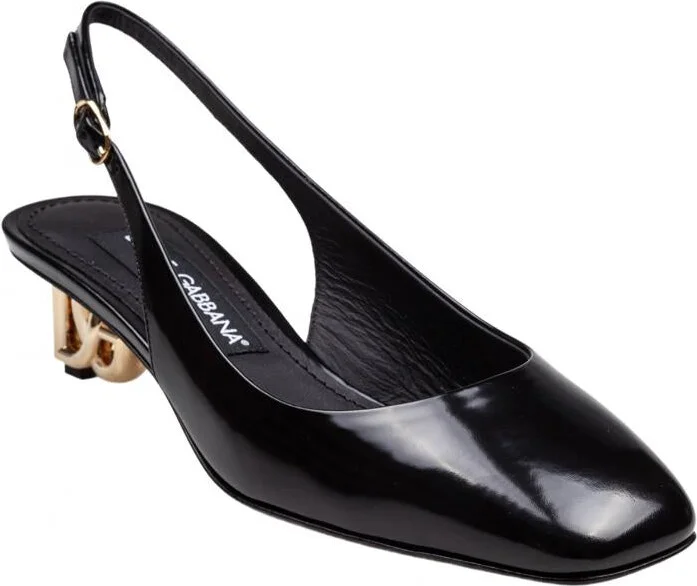 Dolce & Gabbana Slingback From The Jackie New Line In Patent Leather And Personalized Dg Heel - Image 2
