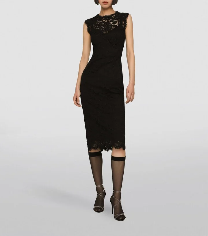 Dolce & Gabbana Stretch-Lace Midi Dress - Image 3
