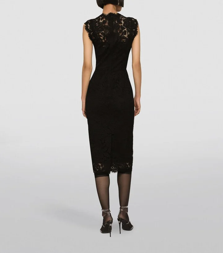 Dolce & Gabbana Stretch-Lace Midi Dress - Image 4