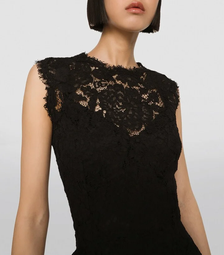 Dolce & Gabbana Stretch-Lace Midi Dress - Image 5