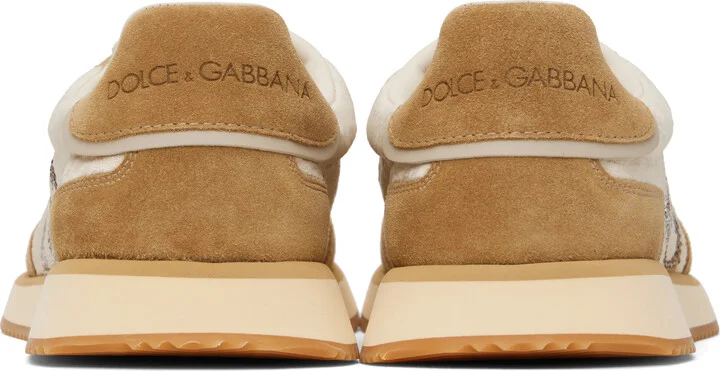Dolce&Gabbana Tan & Beige Mixed-Material 'DG' Cushion Sneakers - Image 2