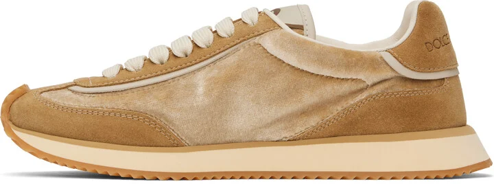 Dolce&Gabbana Tan & Beige Mixed-Material 'DG' Cushion Sneakers - Image 3