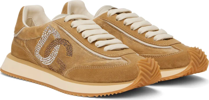 Dolce&Gabbana Tan & Beige Mixed-Material 'DG' Cushion Sneakers - Image 4