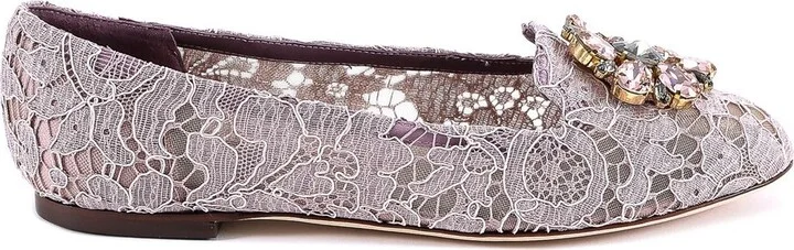 Dolce & Gabbana Vally Embellished Lace Ballerinas