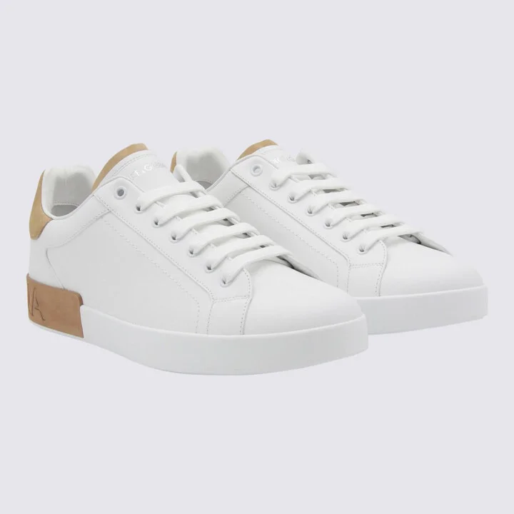 Dolce & Gabbana White And Beige Leather Sneakers - Image 2