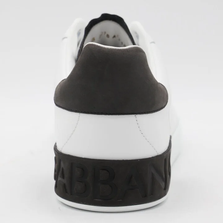 Dolce & Gabbana White And Black Leather Portofino Low Top Sneakers - Image 4
