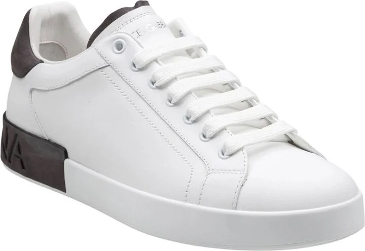 Dolce & Gabbana White And Black Leather Portofino Low Top Sneakers - Image 10