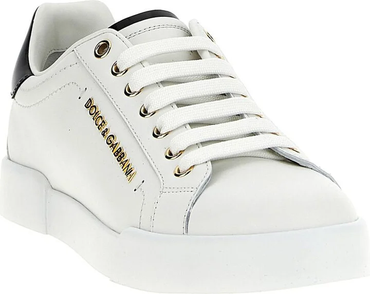 Dolce & Gabbana White And Black Leather Sneakers - Image 2