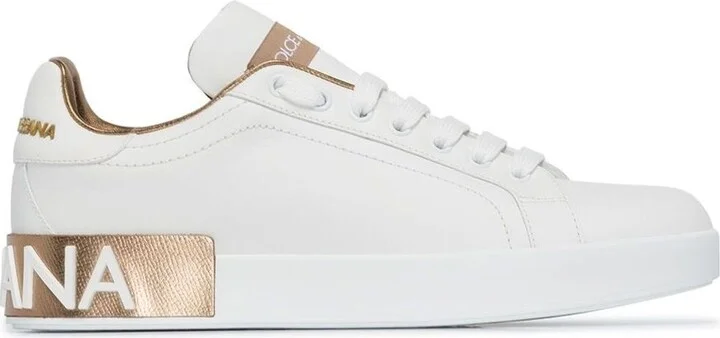 Dolce & Gabbana White And Gold Sneakers - Image 2