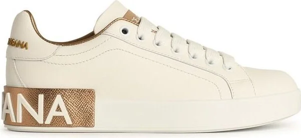Dolce & Gabbana White And Gold Sneakers - Image 8