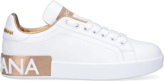 Dolce & Gabbana White And Gold Sneakers - Image 9
