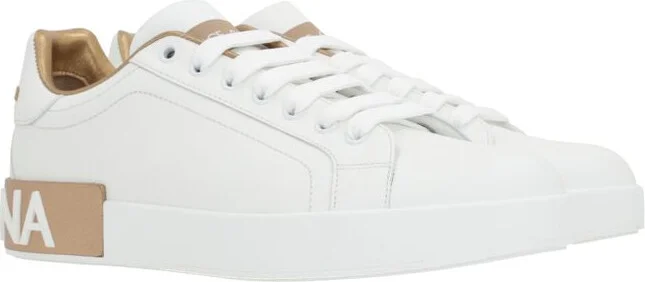 Dolce & Gabbana White And Gold Sneakers - Image 10