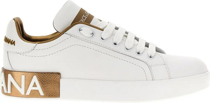Dolce & Gabbana White And Gold Sneakers - Image 11