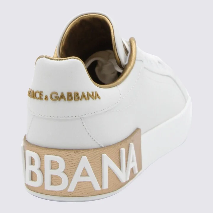 Dolce & Gabbana White And Gold Sneakers - Image 2