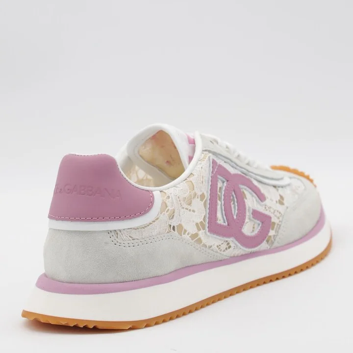 Dolce & Gabbana White And Pink Dg Cushion Sneakers - Image 2