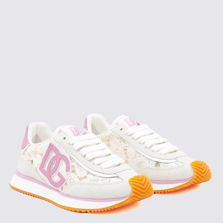 Dolce & Gabbana White And Pink Dg Cushion Sneakers - Image 3