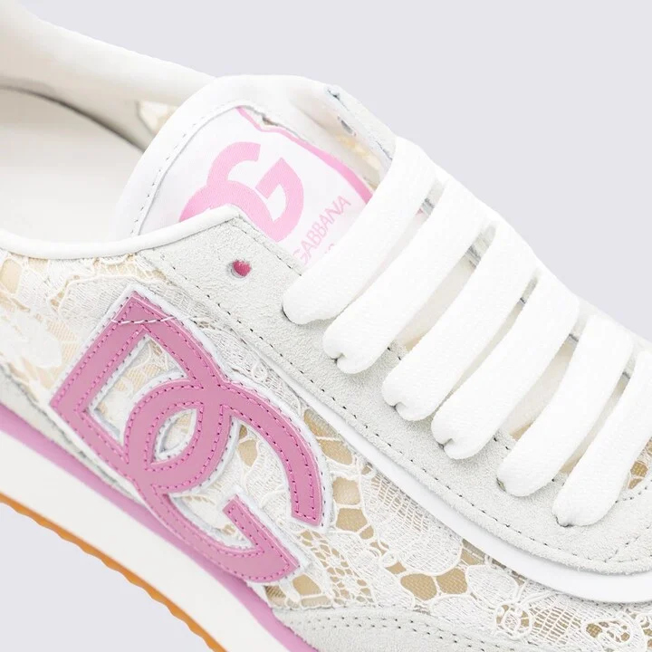 Dolce & Gabbana White And Pink Dg Cushion Sneakers - Image 4