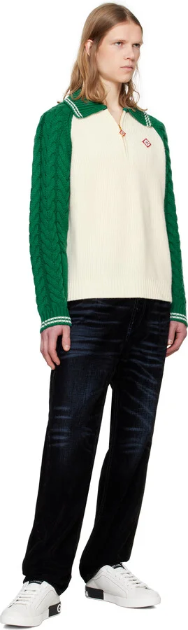 Dolce&Gabbana White & Black Calfskin Nappa Portofino Sneakers - Image 5