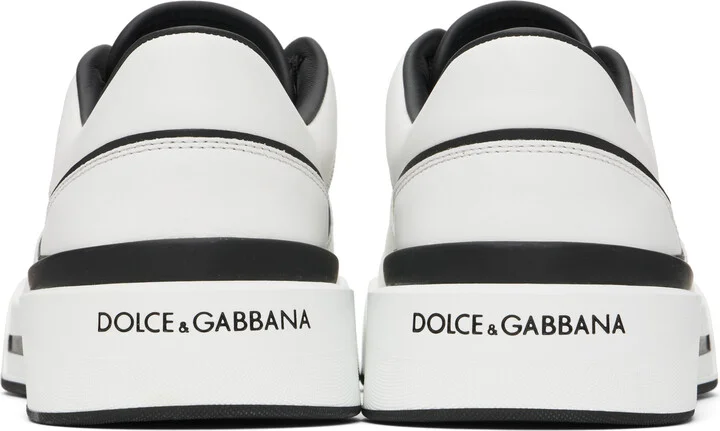 Dolce&Gabbana White & Black Calfskin New Roma Sneakers - Image 2