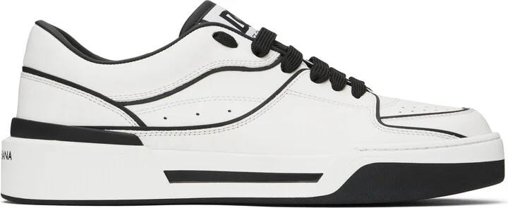 Dolce&Gabbana White & Black Calfskin New Roma Sneakers