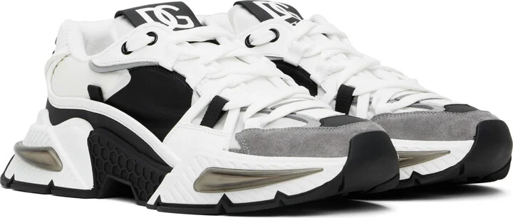 Dolce&Gabbana White & Black Mixed-Material Airmaster Sneakers - Image 4