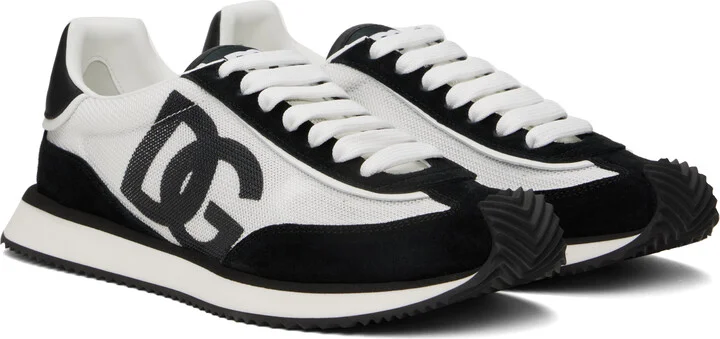 Dolce&Gabbana White & Black Mixed-Material 'DG' Cushion Sneakers - Image 4