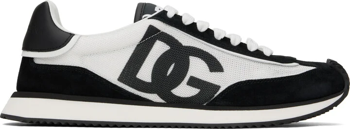 Dolce&Gabbana White & Black Mixed-Material 'DG' Cushion Sneakers