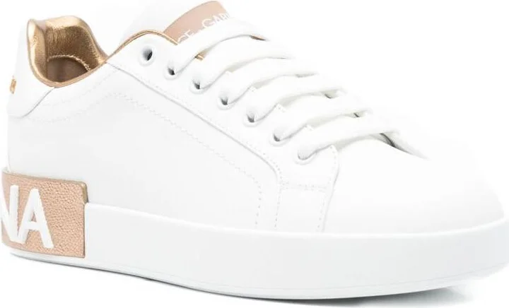 Dolce & Gabbana White Calf Leather 'Portofino' Sneakers - Image 3