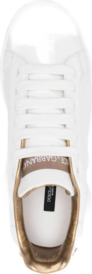 Dolce & Gabbana White Calf Leather 'Portofino' Sneakers - Image 4