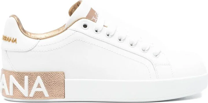 Dolce & Gabbana White Calf Leather 'Portofino' Sneakers