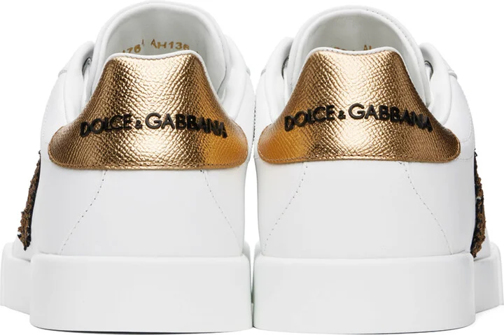 Dolce&Gabbana White Calfskin Nappa Portofino Sneakers - Image 2