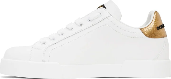 Dolce&Gabbana White Calfskin Nappa Portofino Sneakers - Image 3