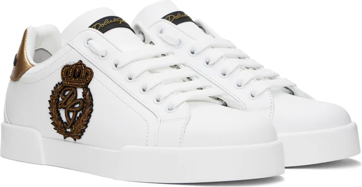 Dolce&Gabbana White Calfskin Nappa Portofino Sneakers - Image 4