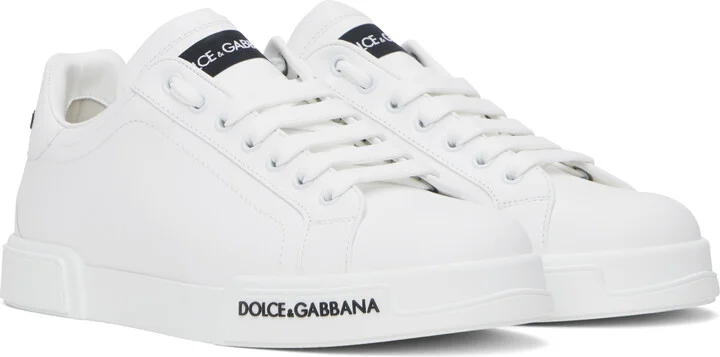 Dolce&Gabbana White Calfskin Nappa Portofino Sneakers - Image 4